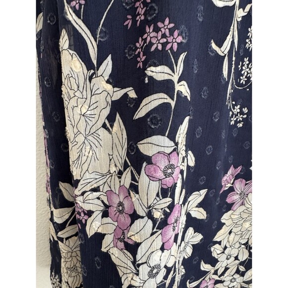 Torrid Cold Shoulder Blouse Plus 1X Blue Floral Ruffle EUC Office Travel Boho - Picture 3 of 8